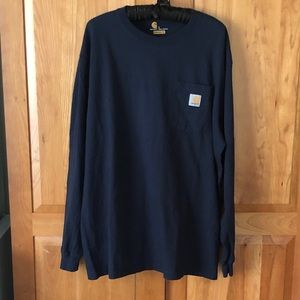 Men’s Carharrt Long Sleeve Navy T-Shirt Size L